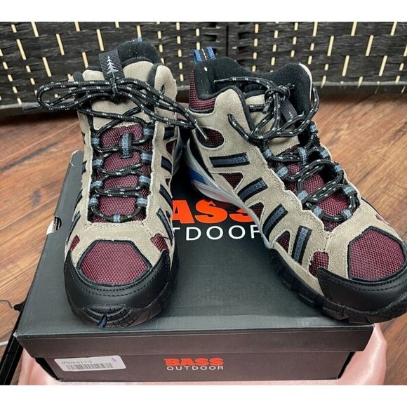 Bass Outdoor Leather Water Resistant Lace-Up Mid Hiking Boots-7.5M - Picture 1 of 8